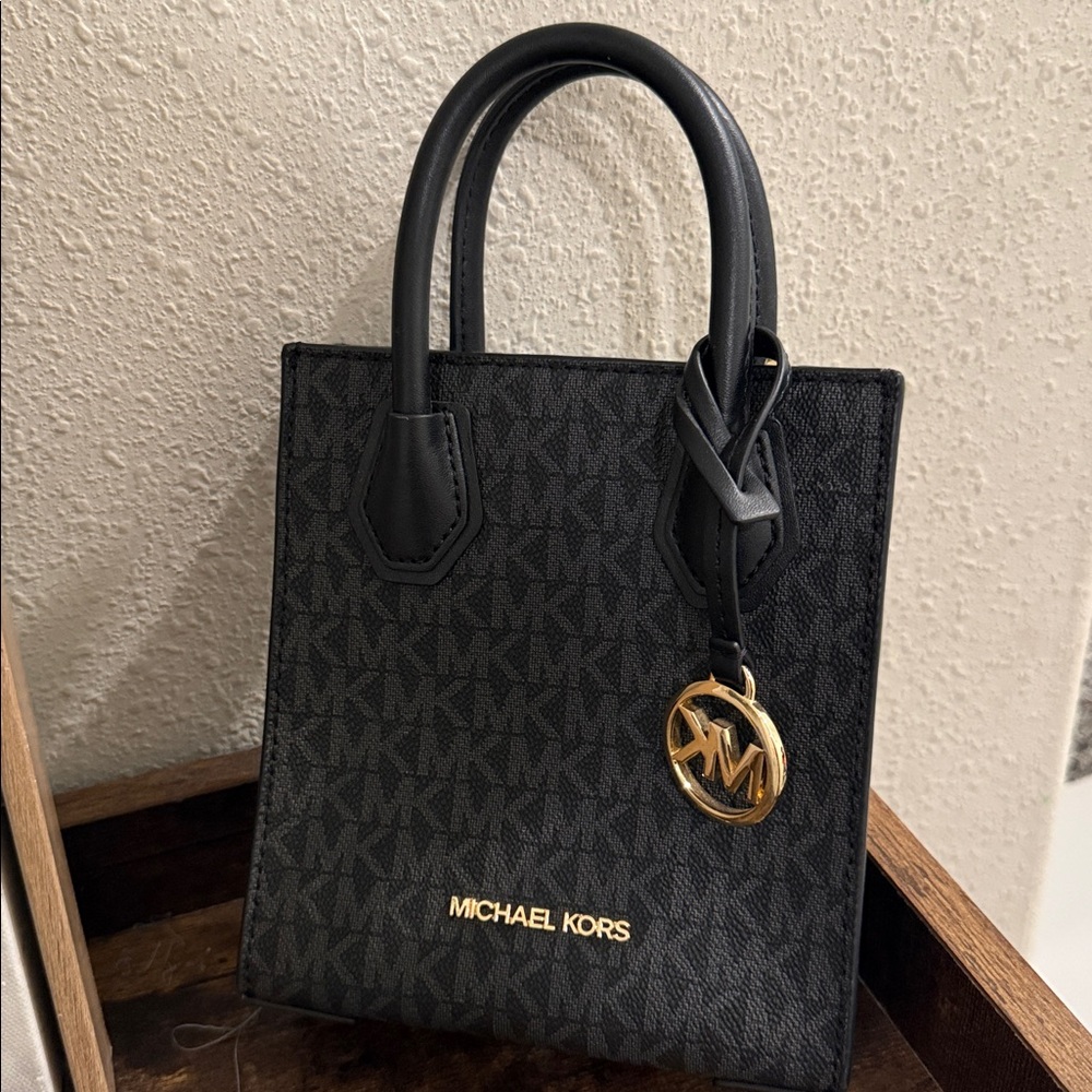 Michael Kors Black Mini Bag with Gold Accents - Picture 2 of 3